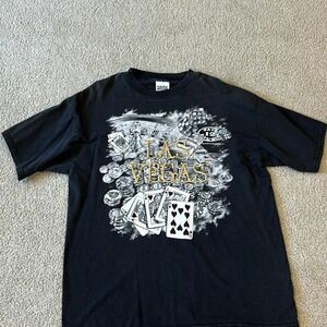 Vintage gambling casino card poker Black vintage 90s Las‎ Vegas graphic tee